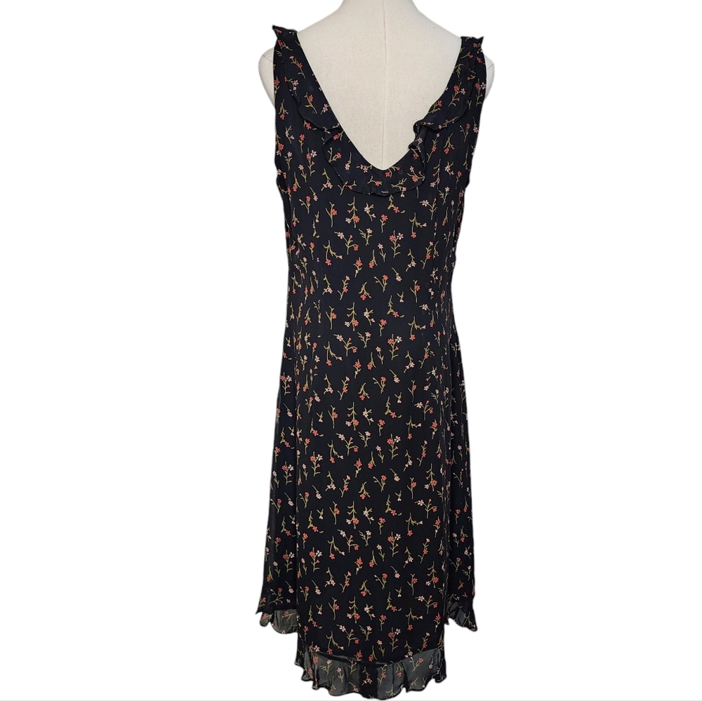 David Warren New York Dark Floral V-neck Slip Dress Sz 12